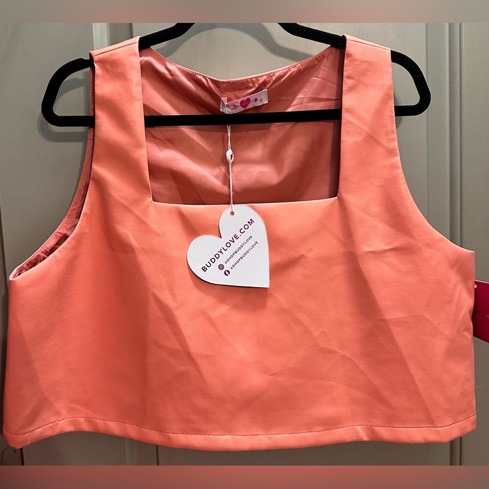 Buddy Love Size XL Orange Faux Leather Vest NWT